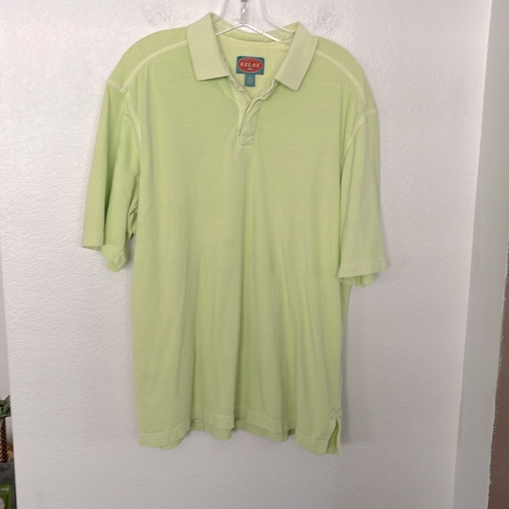 TOMMY BAHAMA RELAX POLO SHIRT 100% COTTON SZ LARGE LIGHT LIME GREEN GREAT COND